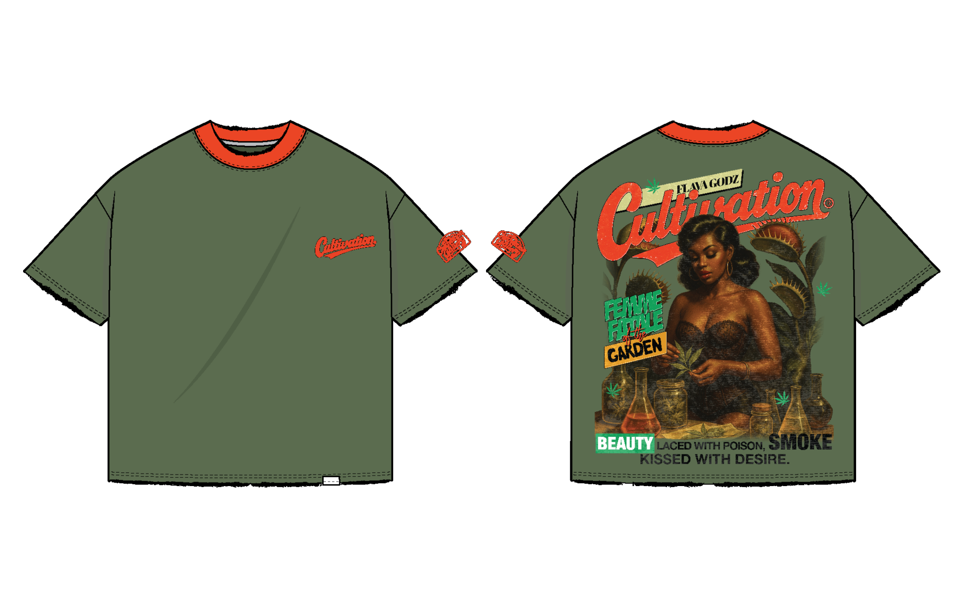 Flava Godz Cultivation tee front and back flat