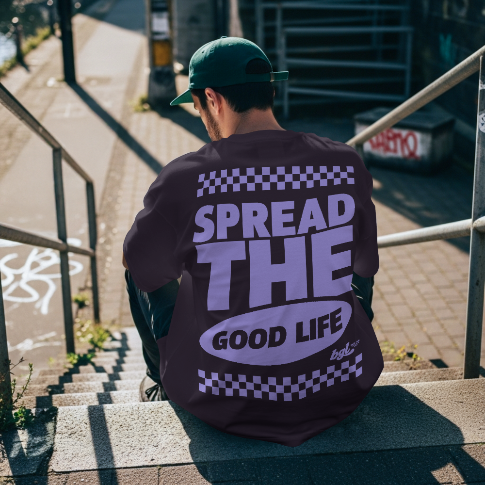 bgl Spread The Good Life aubergine tee